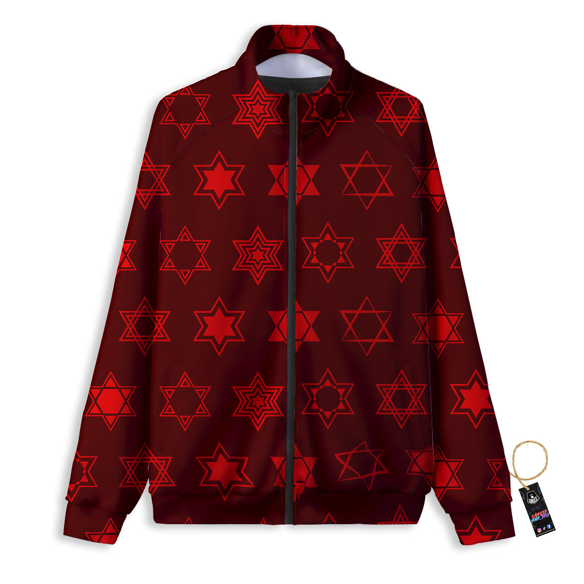 Star Of David Geometric Print Track Jacket-grizzshop