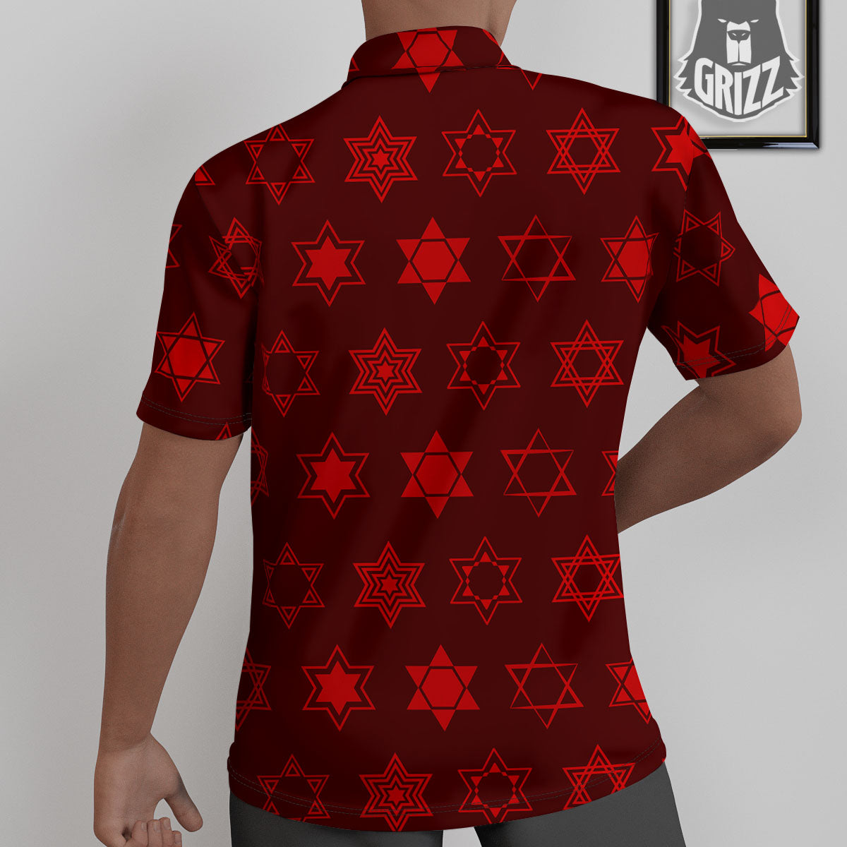 Star Of David Geometric Print Untucked Shirts-grizzshop