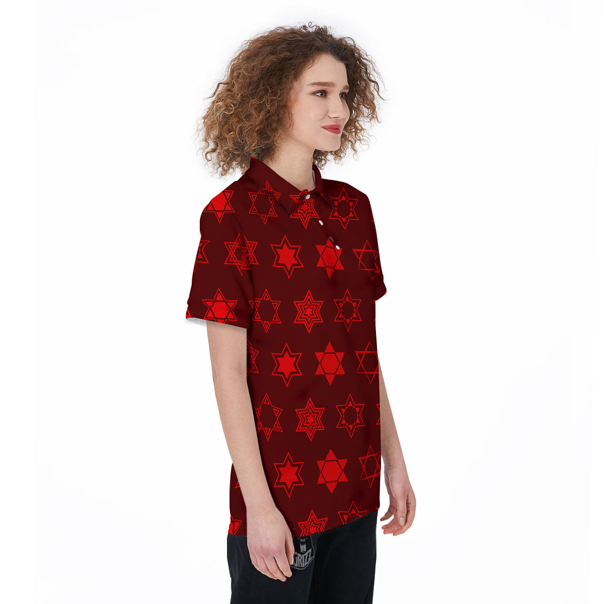 Star Of David Geometric Print Women's Golf Shirts-grizzshop