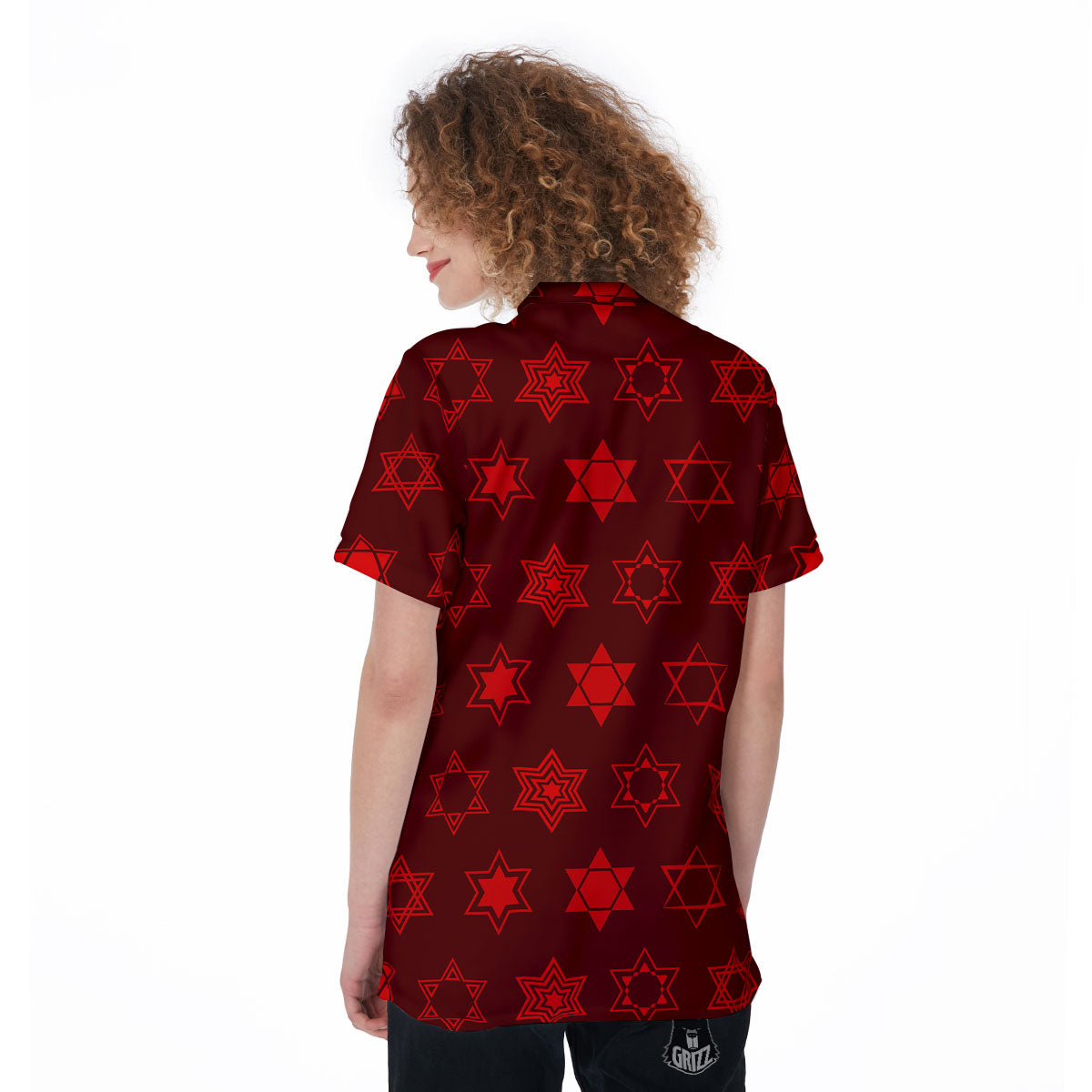 Star Of David Geometric Print Women's Golf Shirts-grizzshop