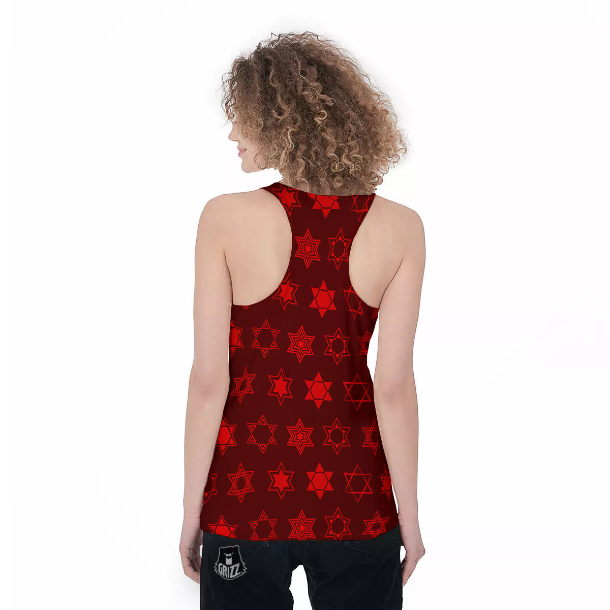 Star Of David Geometric Print Women's Racerback Tank Top-grizzshop