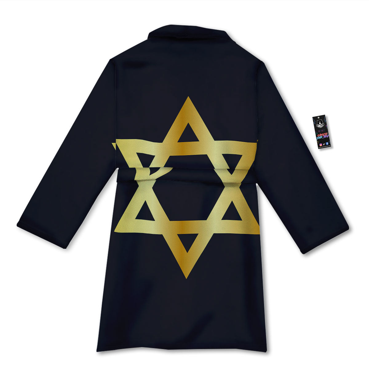 Star Of David Golden Print Bathrobe-grizzshop