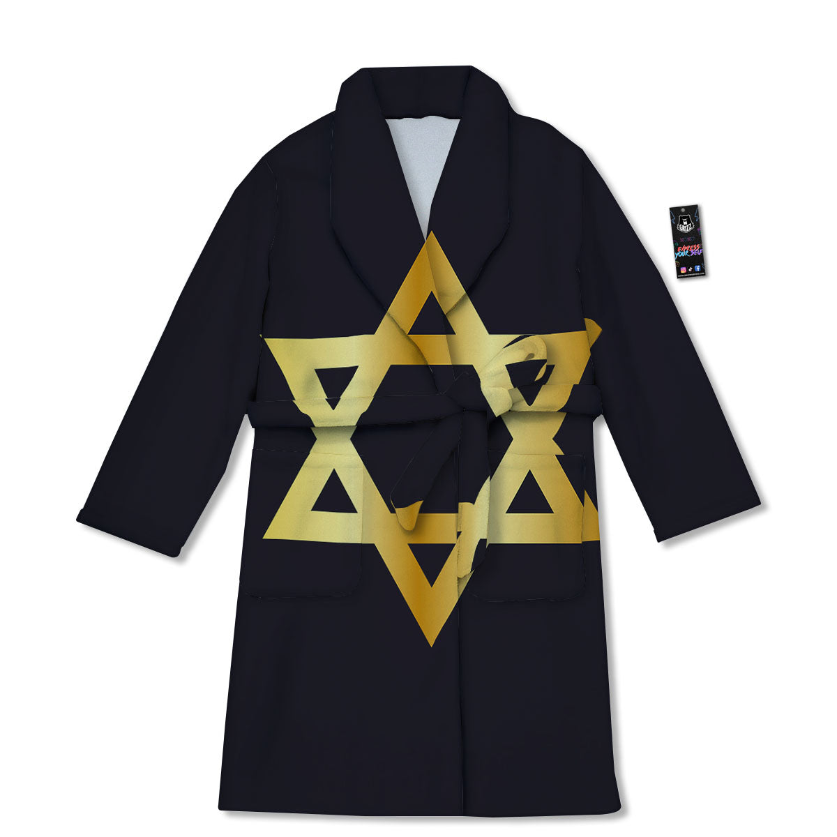 Star Of David Golden Print Bathrobe-grizzshop