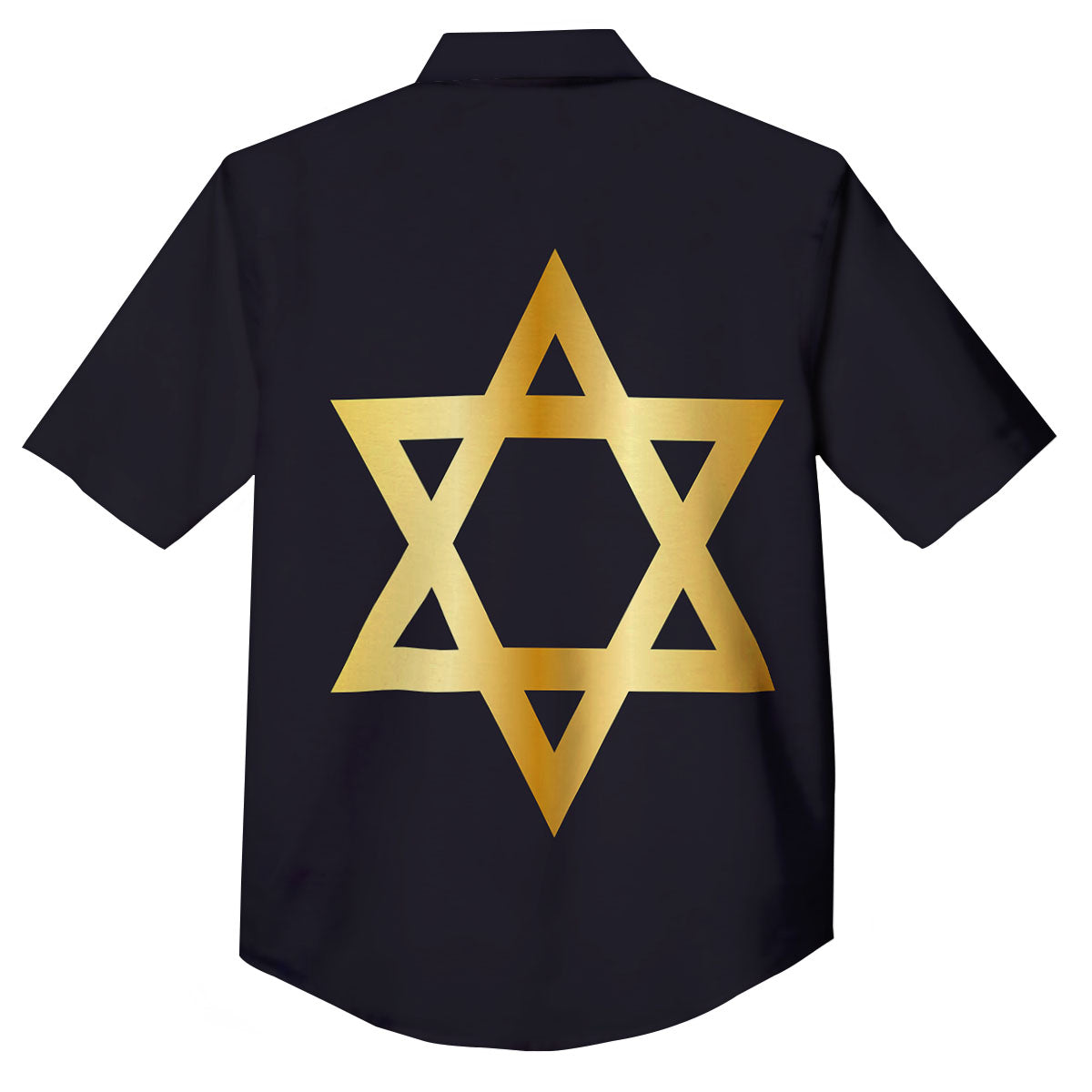 Star Of David Golden Print Button Up Shirt-grizzshop