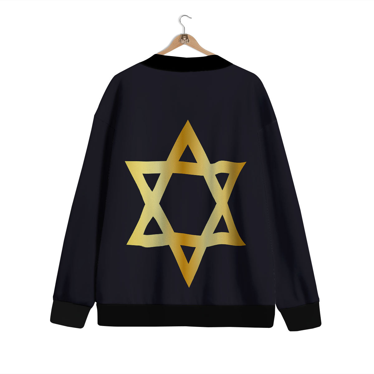 Star Of David Golden Print Cardigan-grizzshop