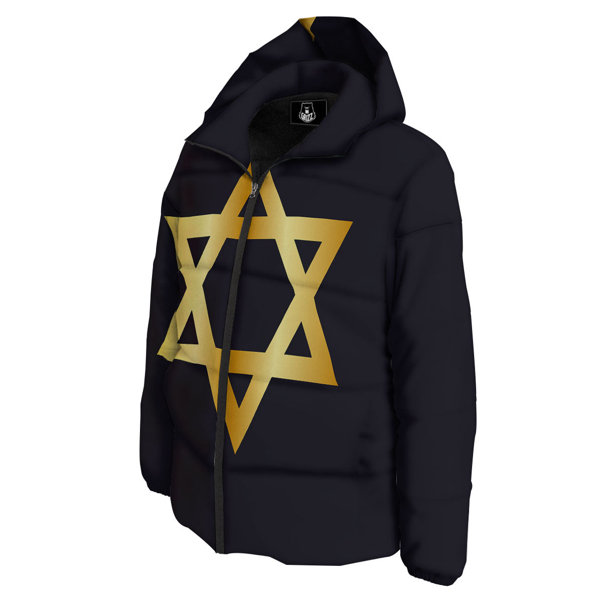 Star Of David Golden Print Down Jacket-grizzshop