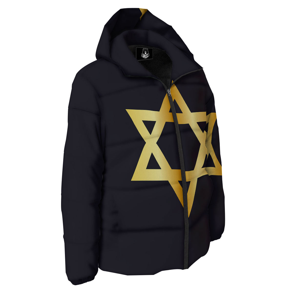 Star Of David Golden Print Down Jacket-grizzshop