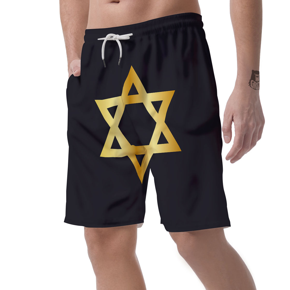 Star Of David Golden Print Men's Shorts-grizzshop
