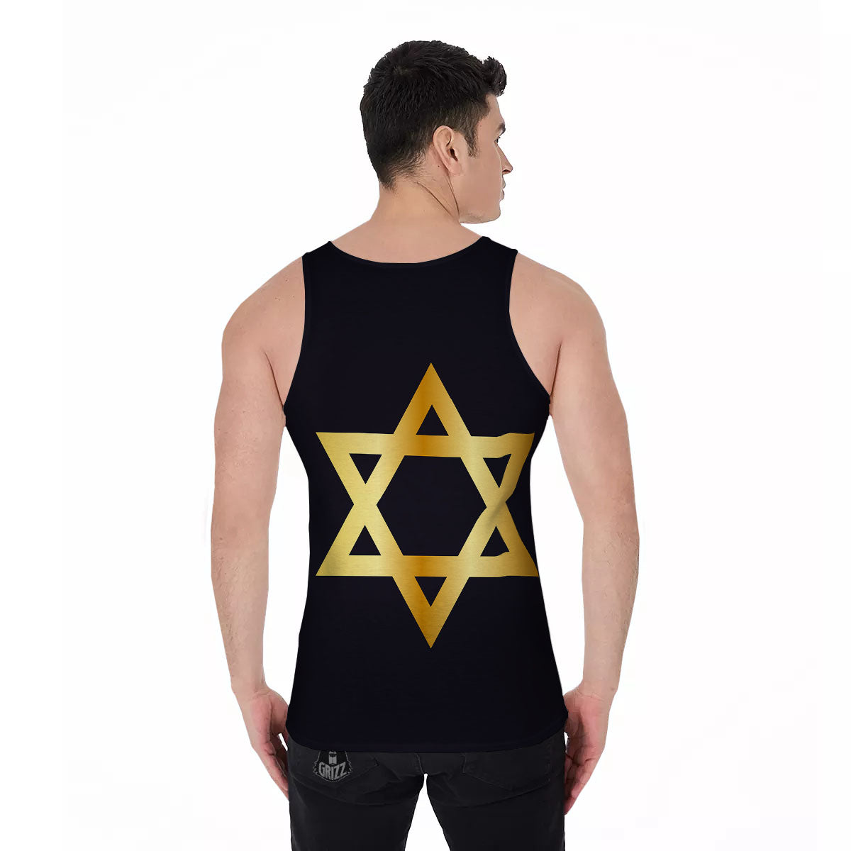 Star Of David Golden Print Men's Tank Top-grizzshop