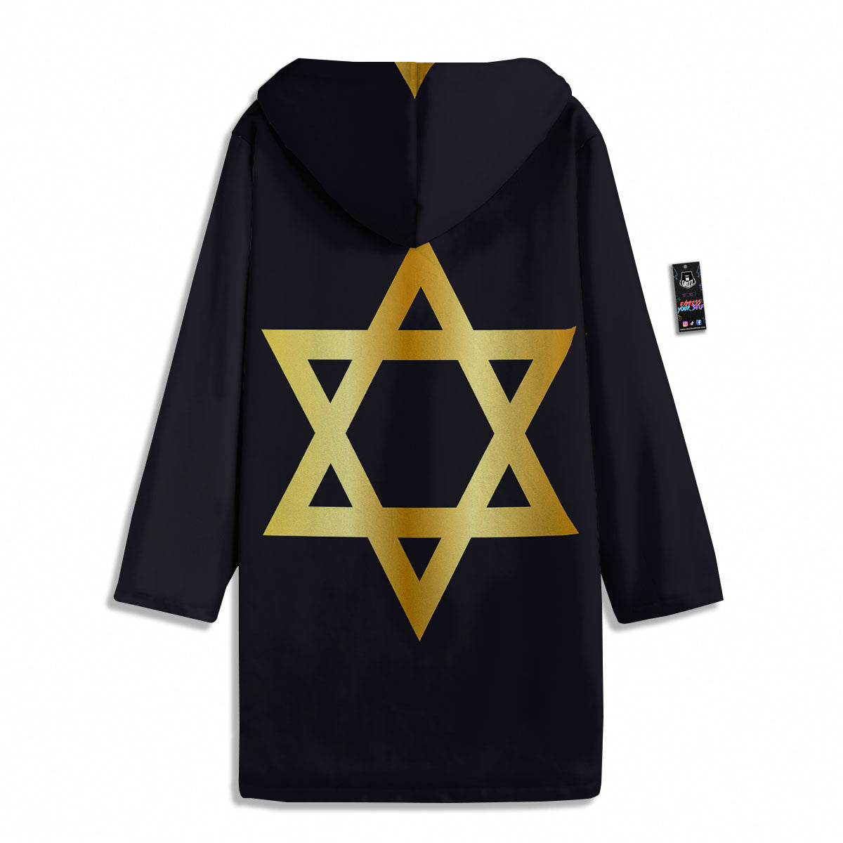 Star Of David Golden Print Men's Windbreaker Jacket-grizzshop