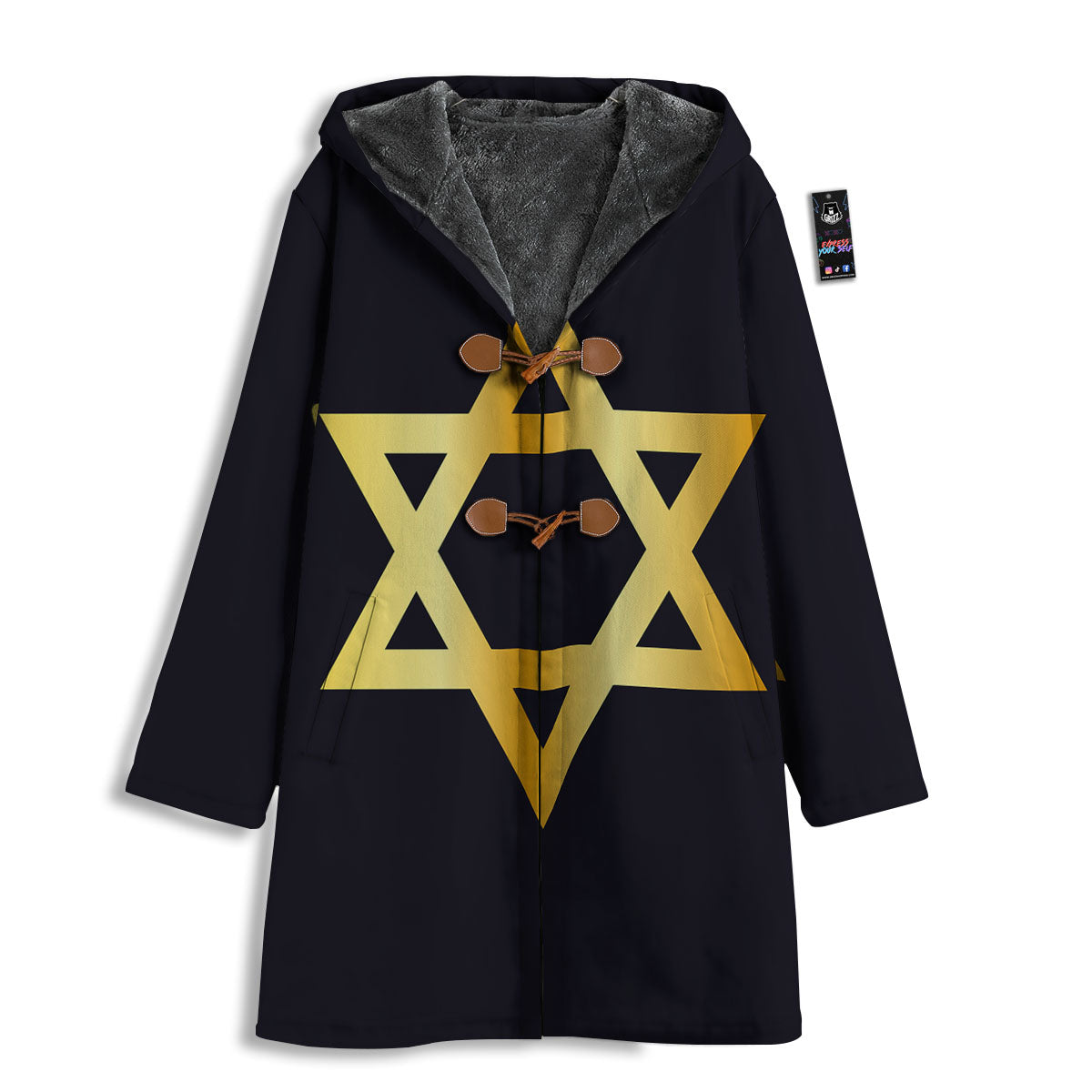 Star Of David Golden Print Men's Windbreaker Jacket-grizzshop