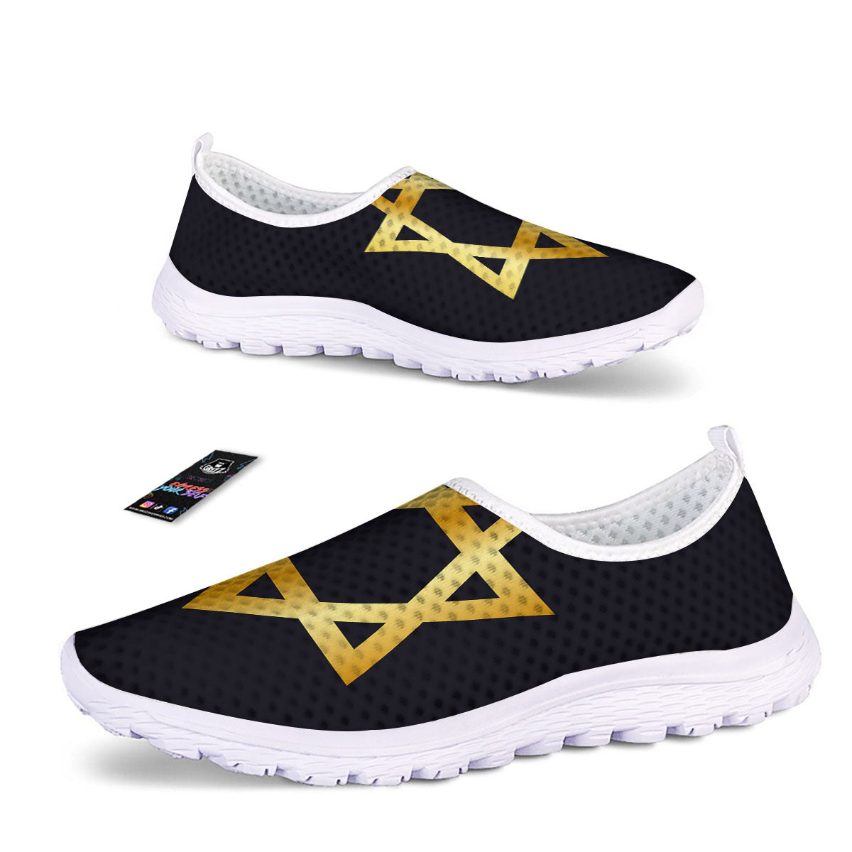 Star Of David Golden Print Nurse Shoes-grizzshop