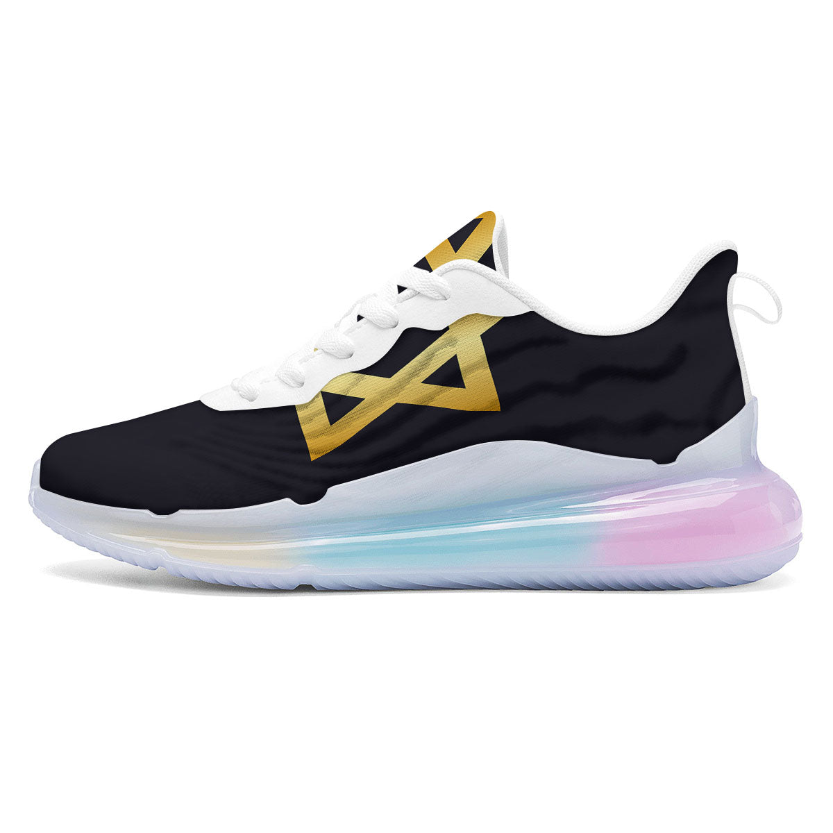 Star Of David Golden Print Running Sneakers-grizzshop