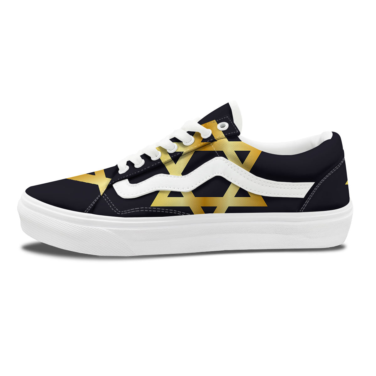 Star Of David Golden Print Skate Shoes-grizzshop