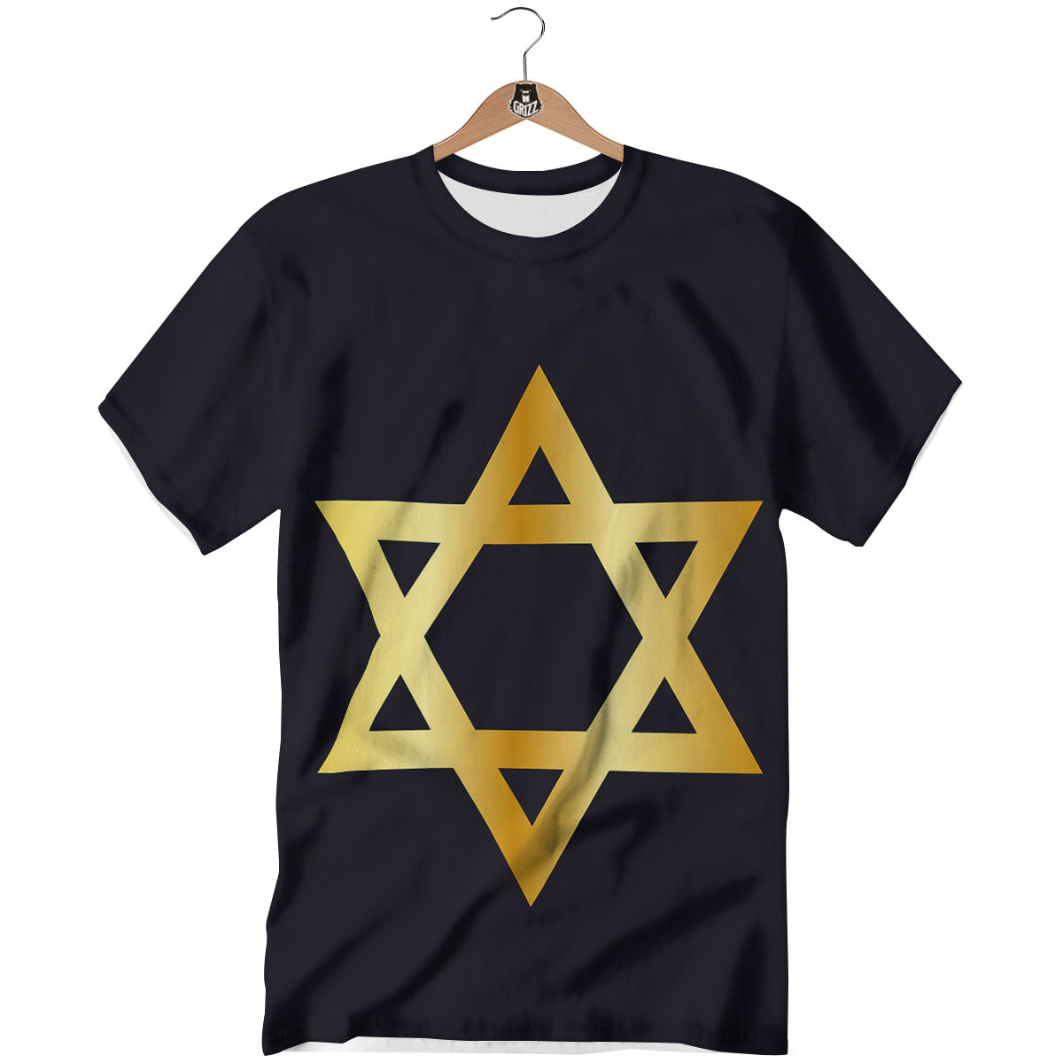 Star Of David Golden Print T-Shirt-grizzshop