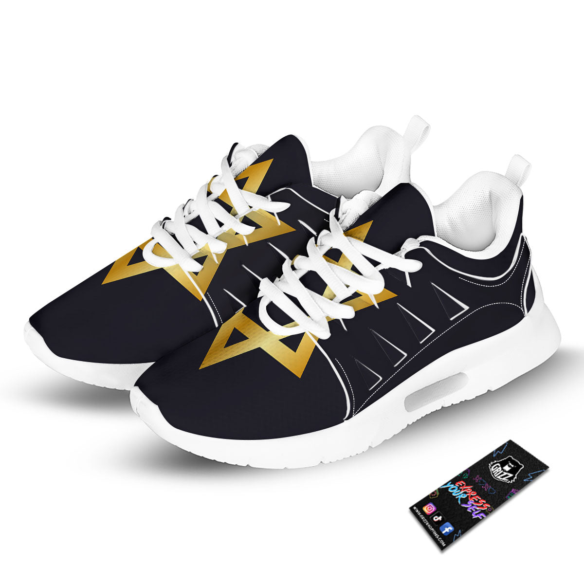 Star Of David Golden Print Tennis Shoes-grizzshop