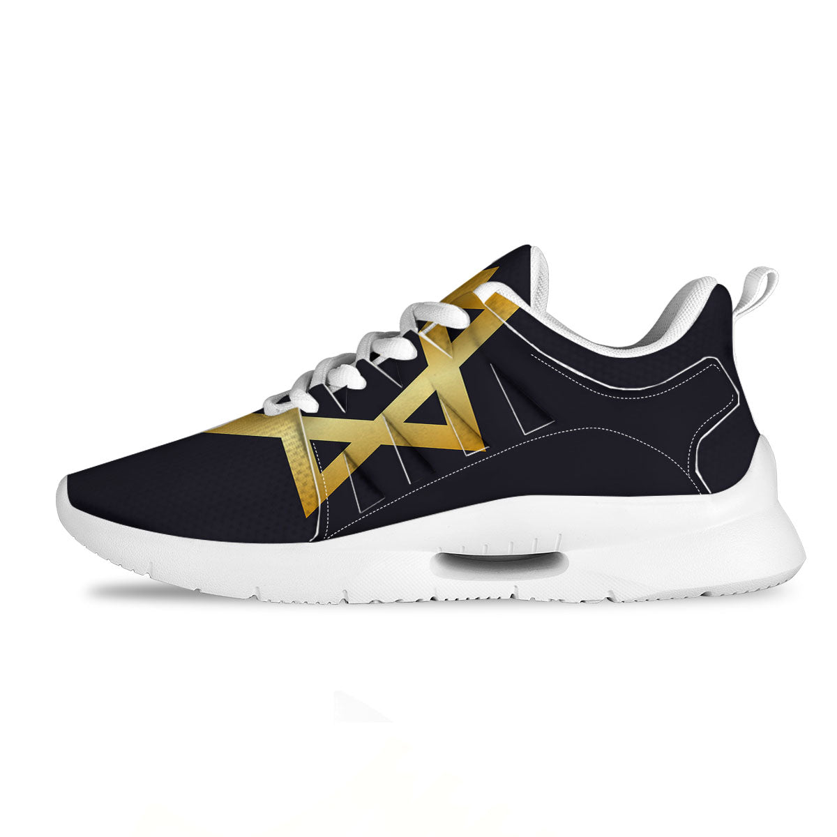 Star Of David Golden Print Tennis Shoes-grizzshop
