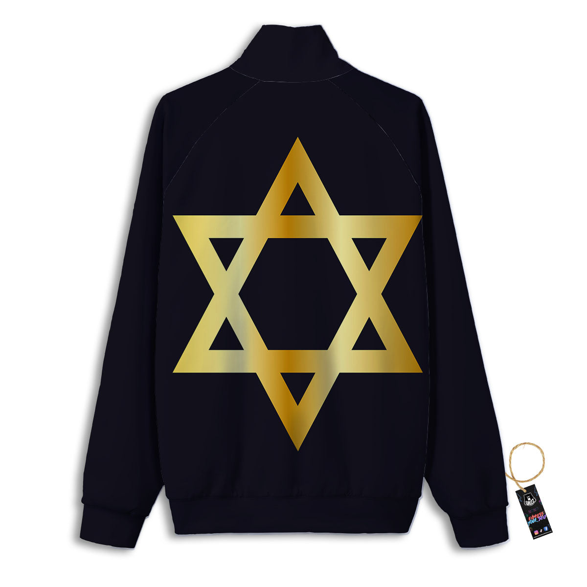 Star Of David Golden Print Track Jacket-grizzshop