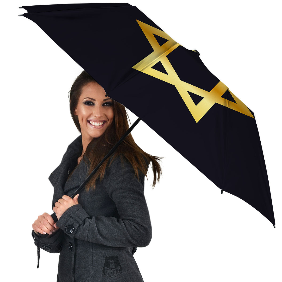Star Of David Golden Print Umbrella-grizzshop
