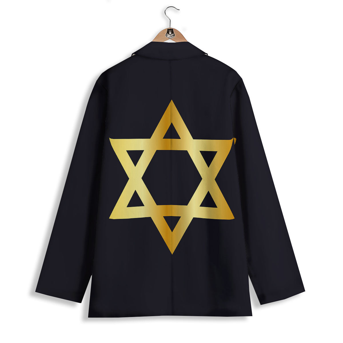 Star Of David Golden Print Women's Blazer-grizzshop