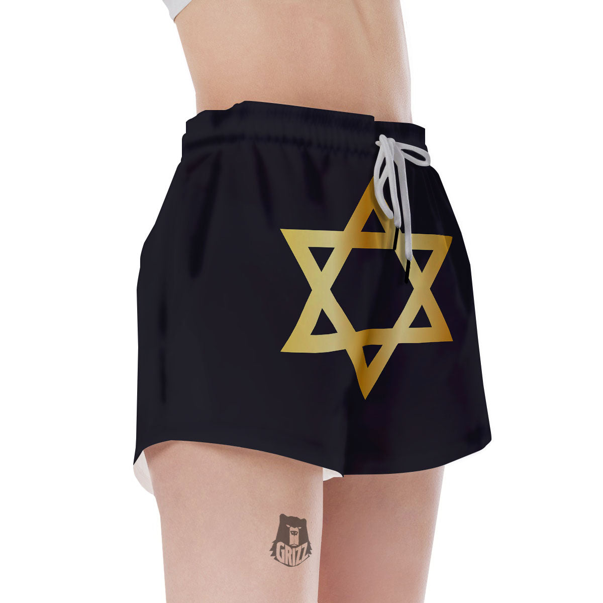 Star Of David Golden Print Women's Shorts-grizzshop