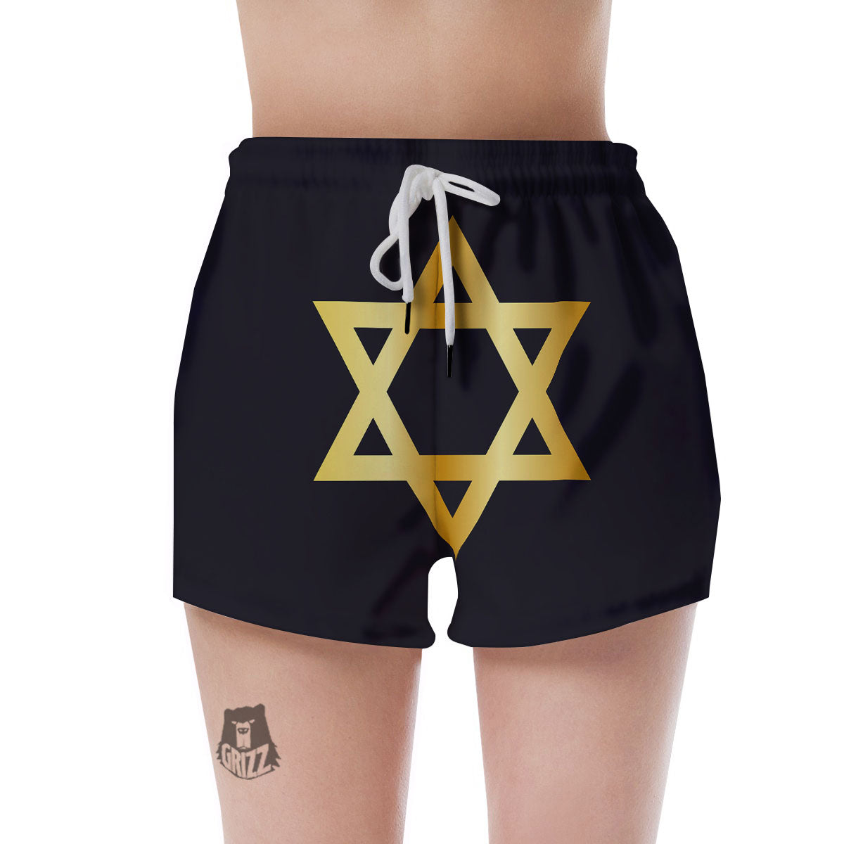 Star Of David Golden Print Women's Shorts-grizzshop