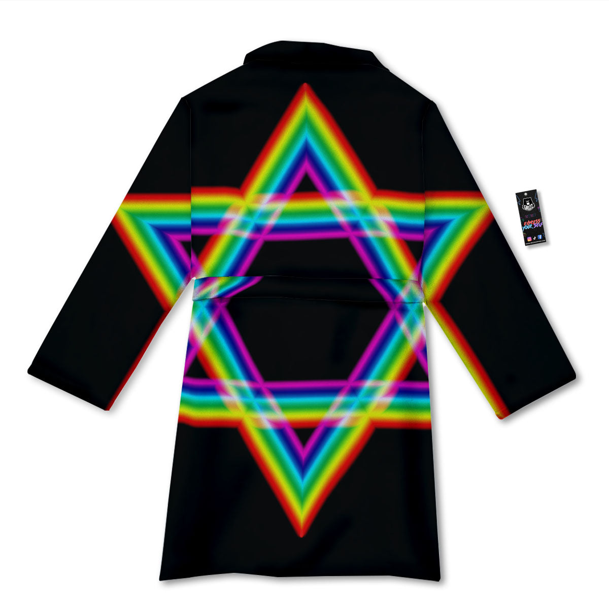 Star Of David Rainbow Print Bathrobe-grizzshop