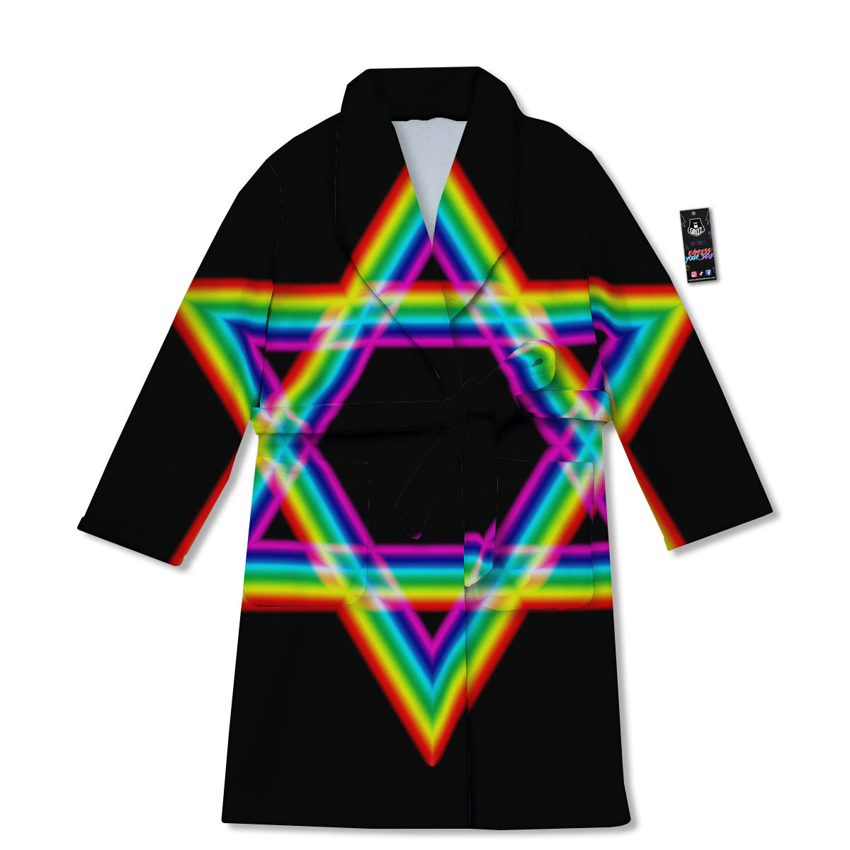 Star Of David Rainbow Print Bathrobe-grizzshop