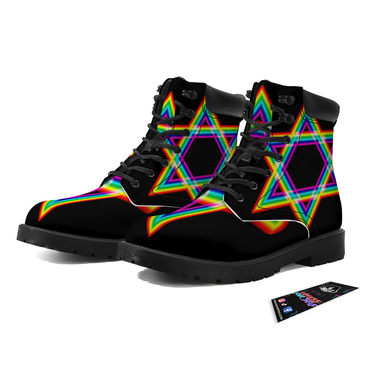 Star Of David Rainbow Print Boots-grizzshop