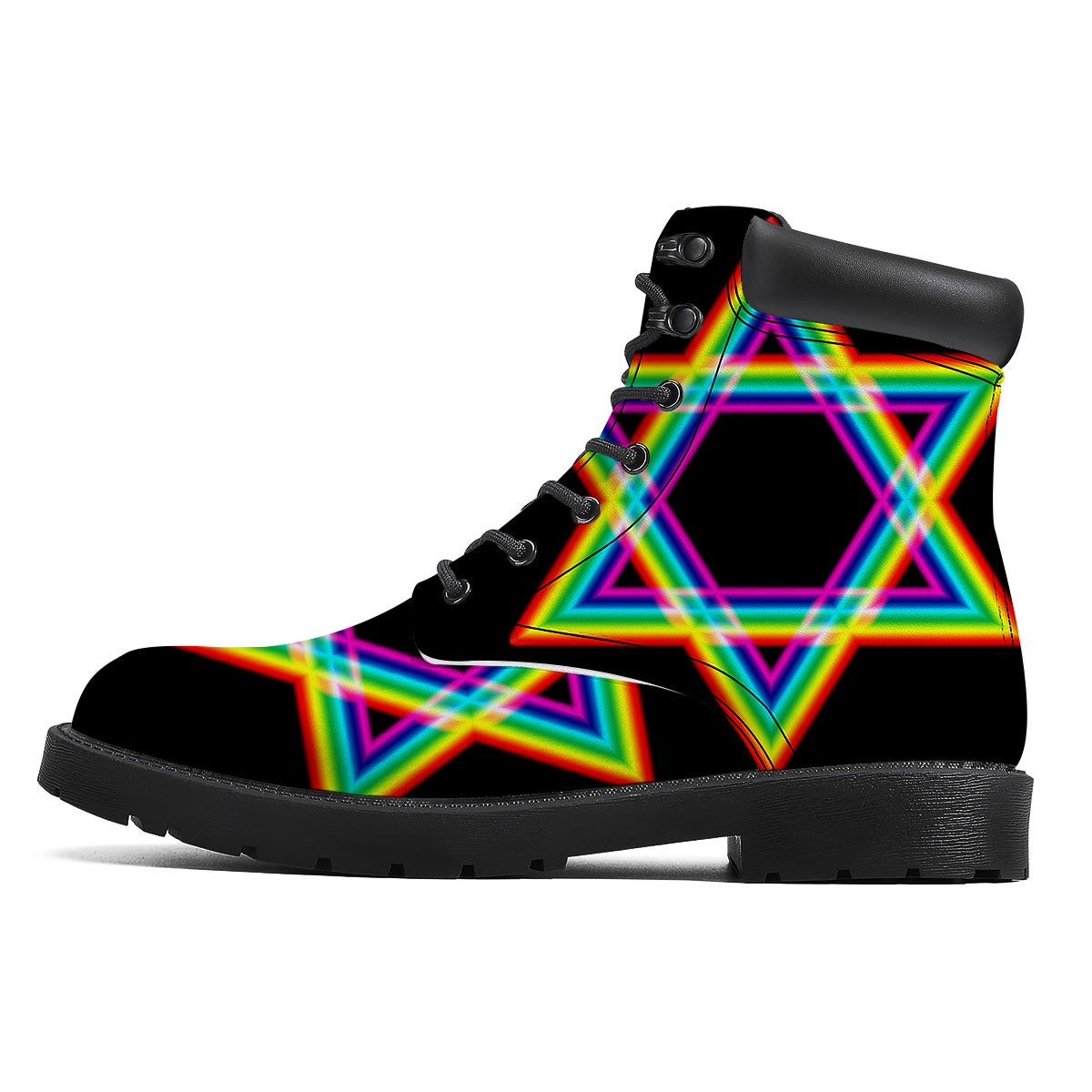 Star Of David Rainbow Print Boots-grizzshop