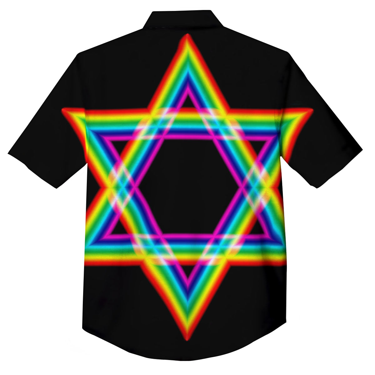 Star Of David Rainbow Print Button Up Shirt-grizzshop