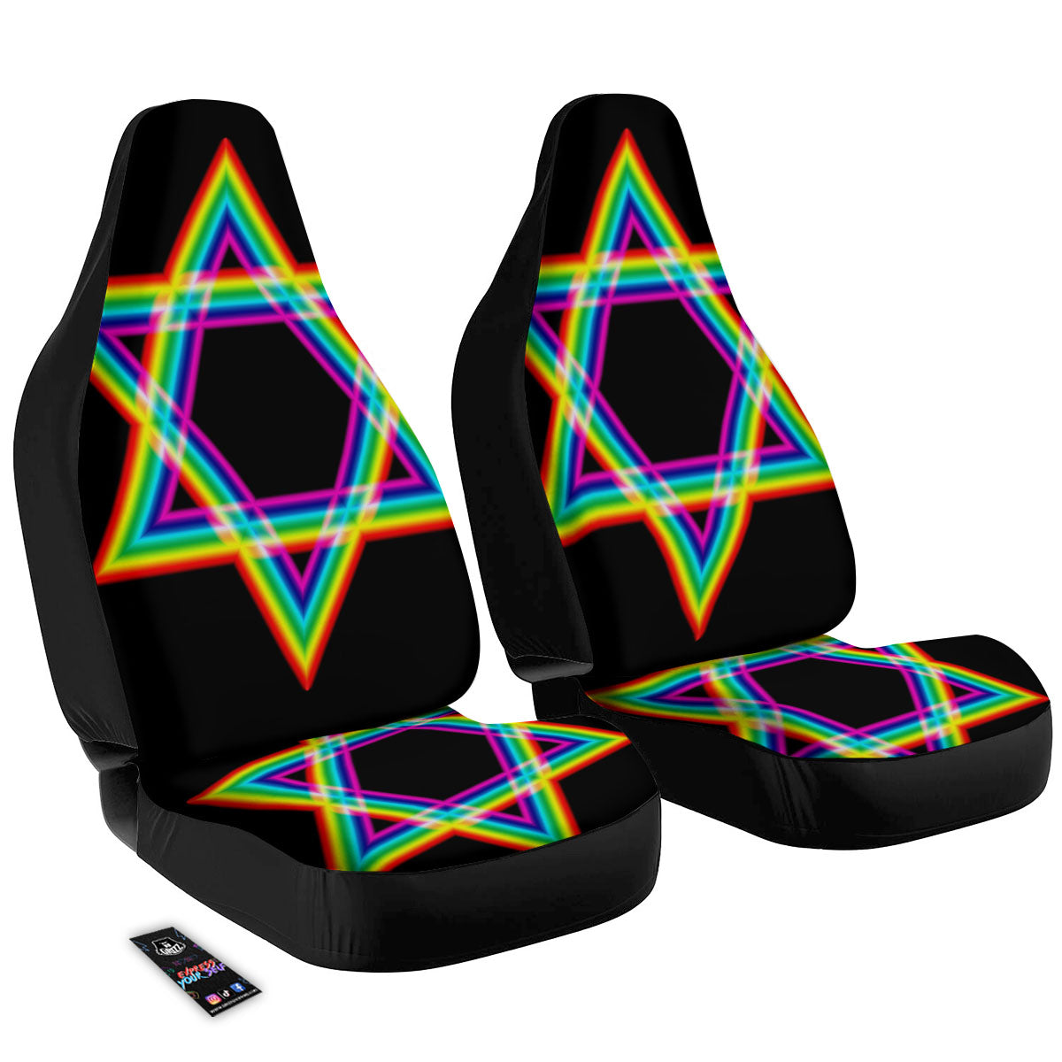 Star Of David Rainbow Print Car Seat Covers-grizzshop
