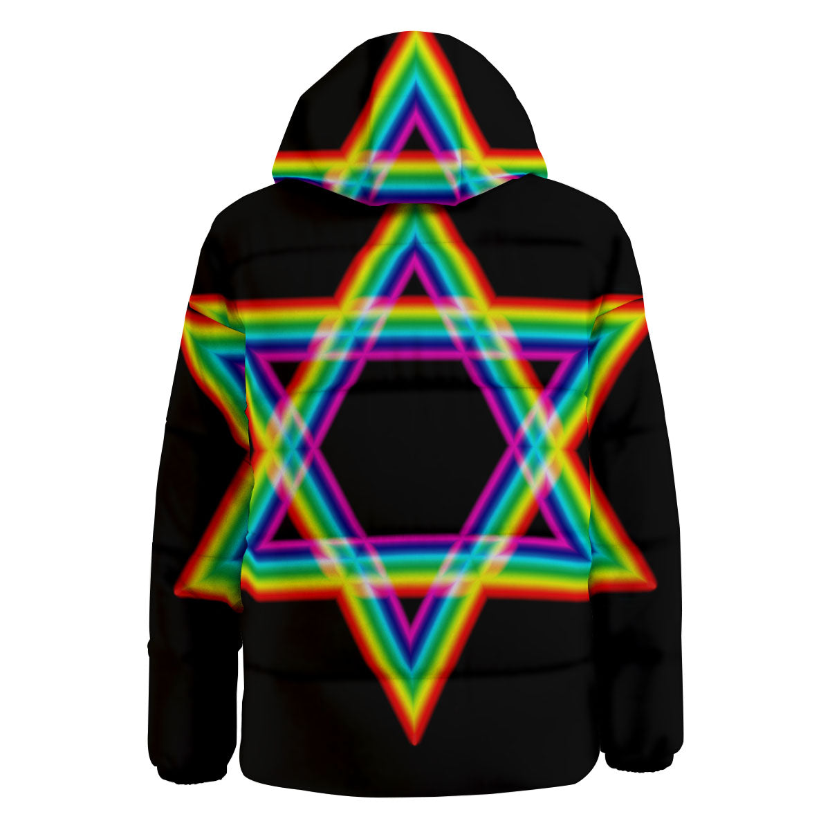 Star Of David Rainbow Print Down Jacket-grizzshop