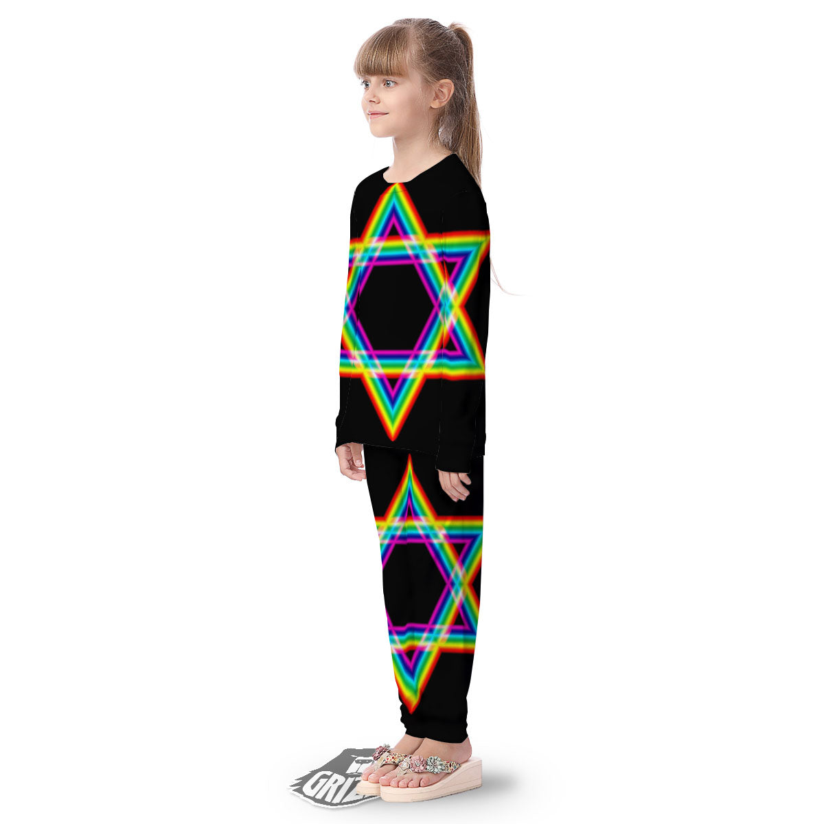 Star Of David Rainbow Print Kid's Pajamas-grizzshop