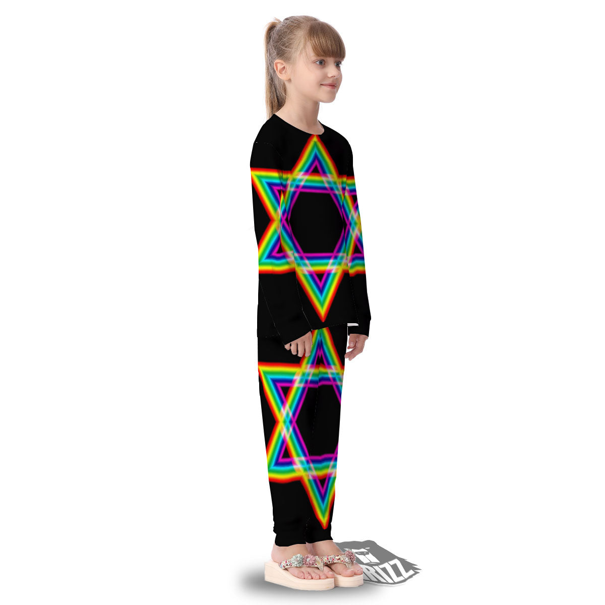 Star Of David Rainbow Print Kid's Pajamas-grizzshop