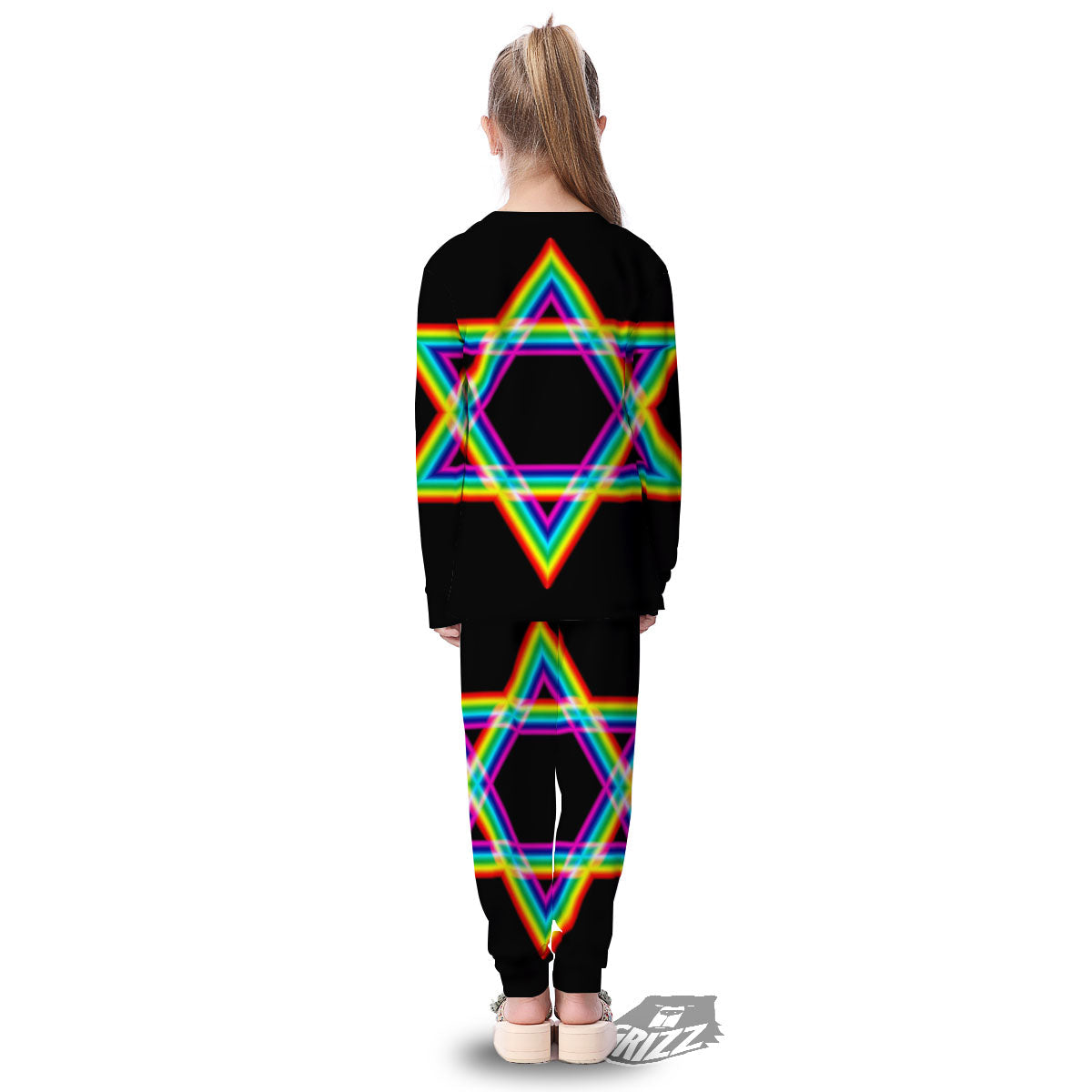 Star Of David Rainbow Print Kid's Pajamas-grizzshop