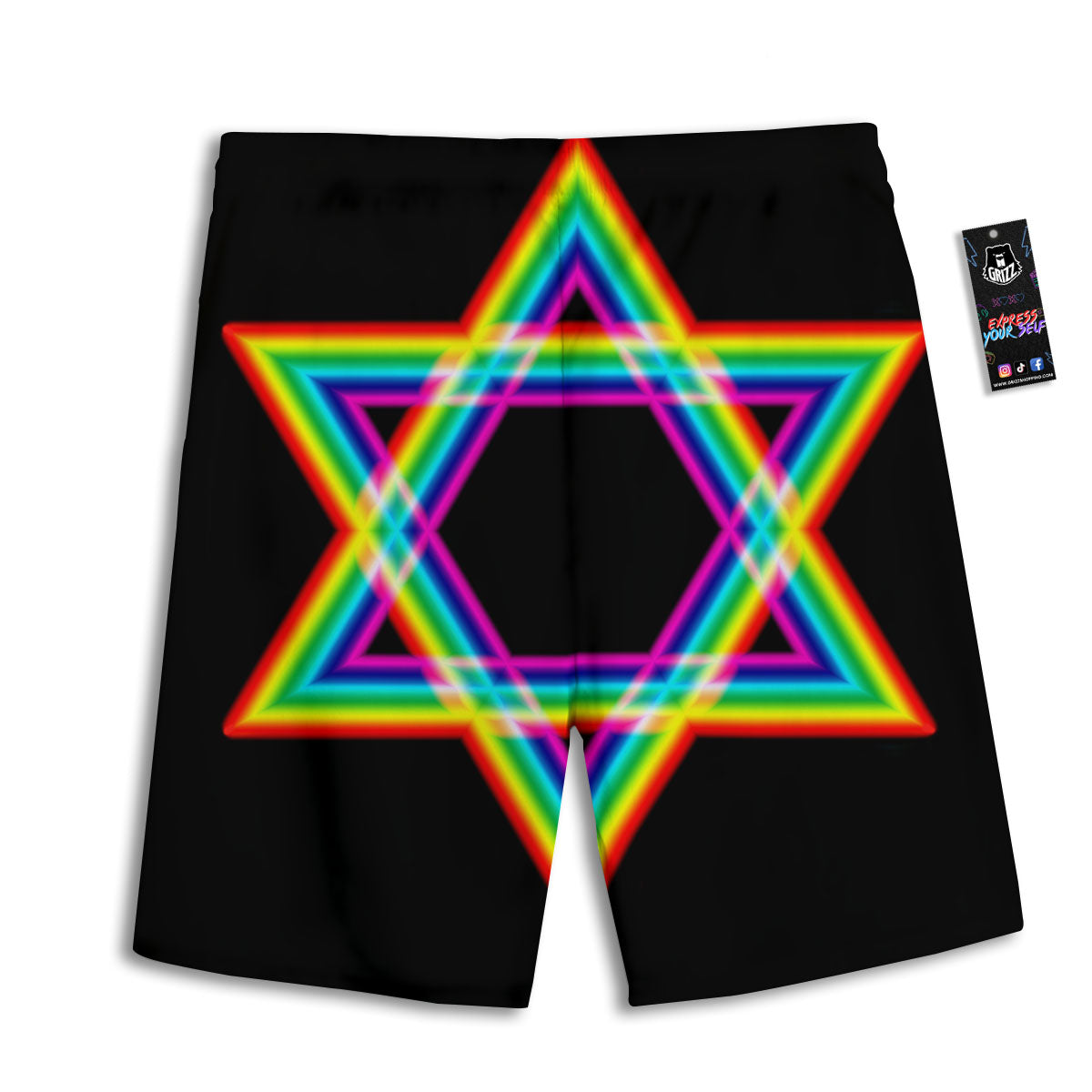 Star Of David Rainbow Print Men's Athletic Shorts
