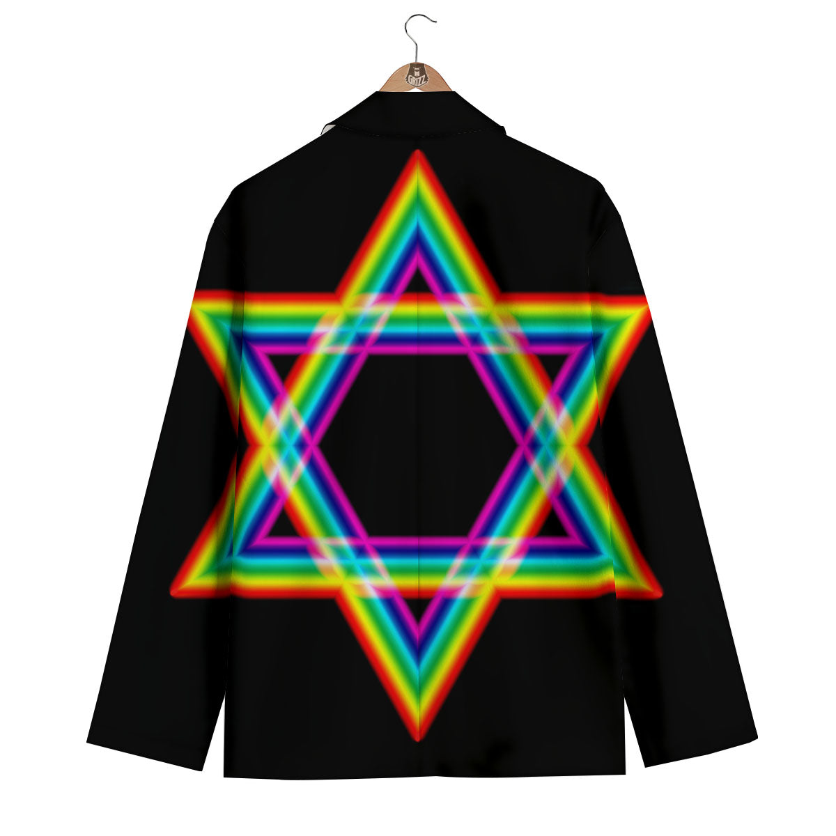 Star Of David Rainbow Print Men's Blazer-grizzshop