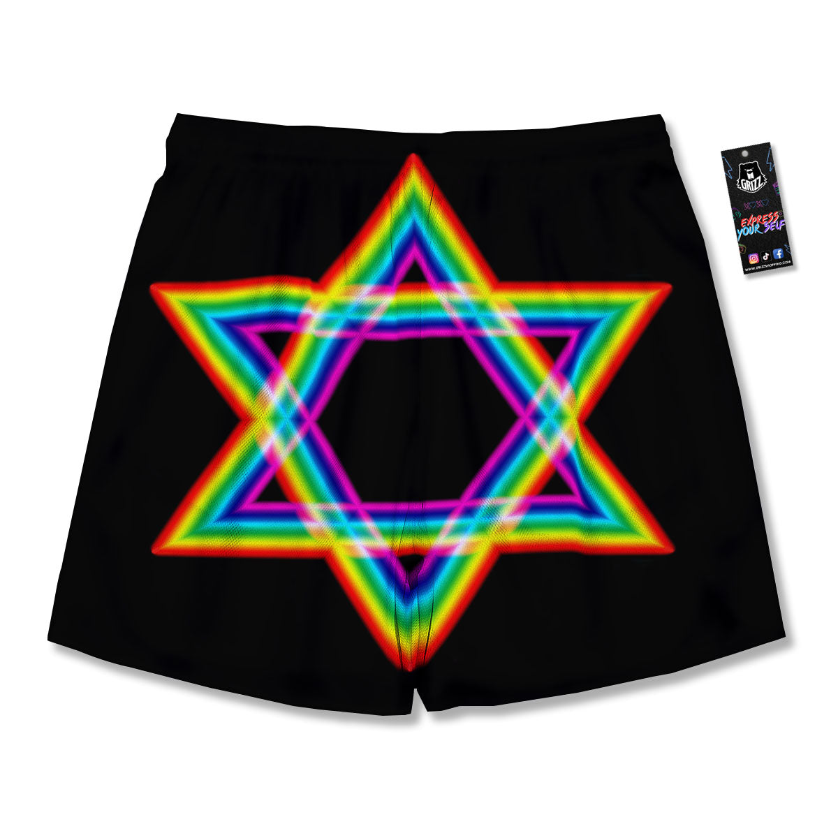 Star Of David Rainbow Print Men's Running Shorts-grizzshop