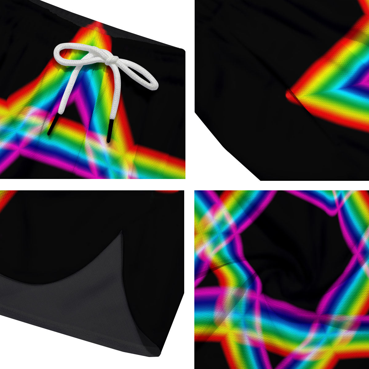 Star Of David Rainbow Print Men's Running Shorts-grizzshop