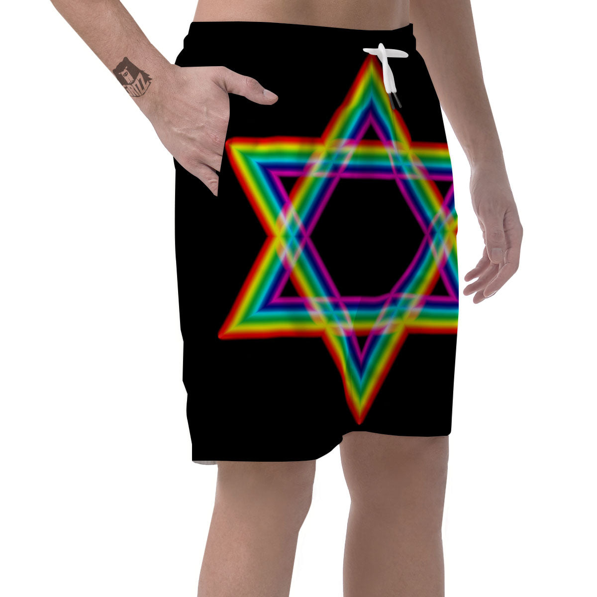 Star Of David Rainbow Print Men's Shorts-grizzshop