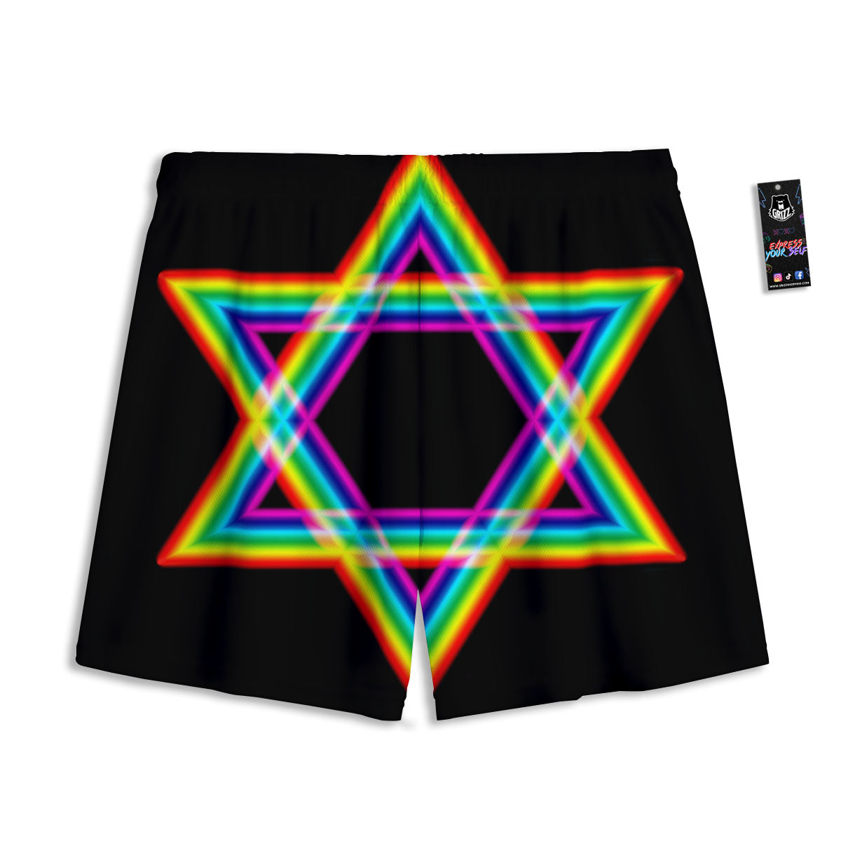 Star Of David Rainbow Print Mesh Shorts