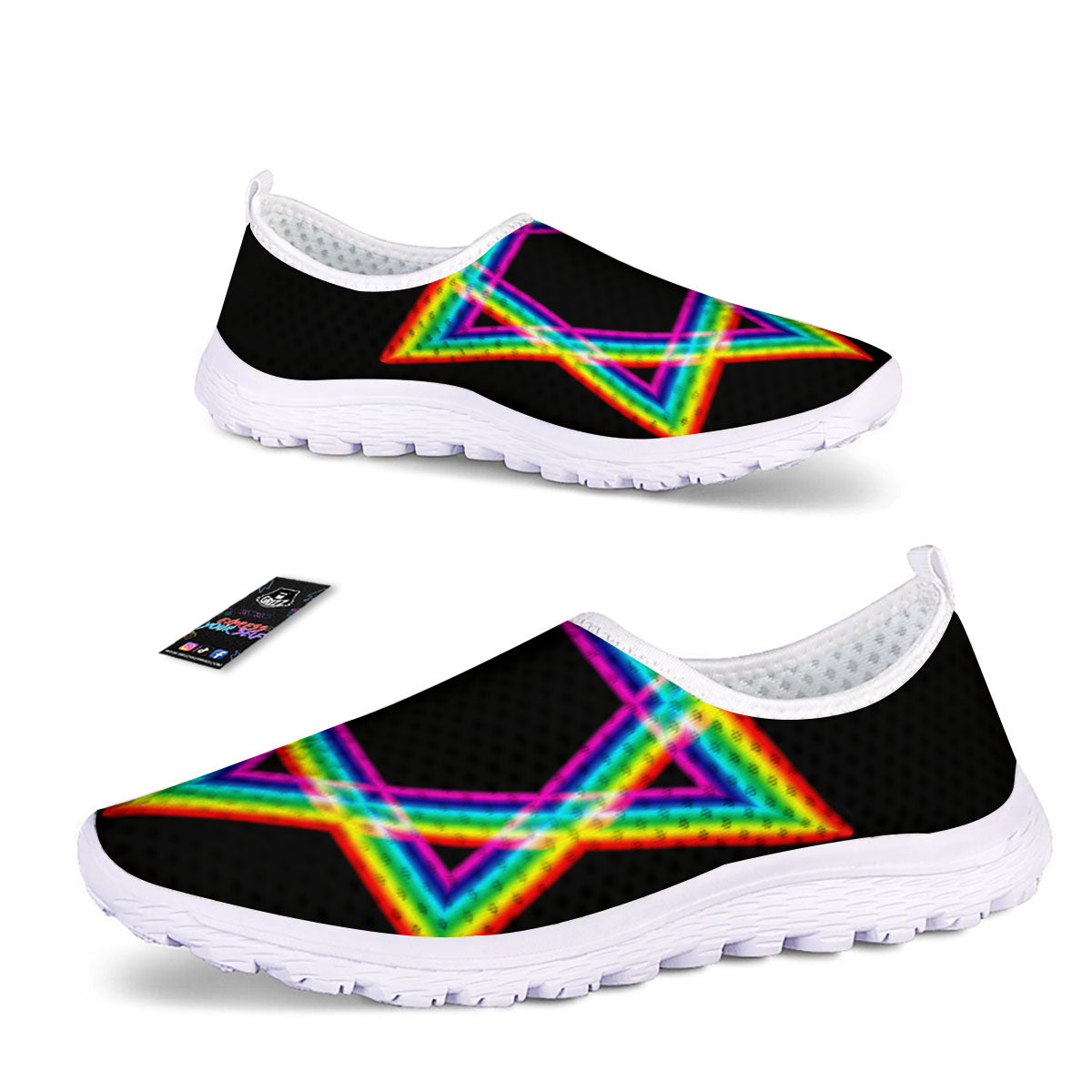 Star Of David Rainbow Print Nurse Shoes-grizzshop