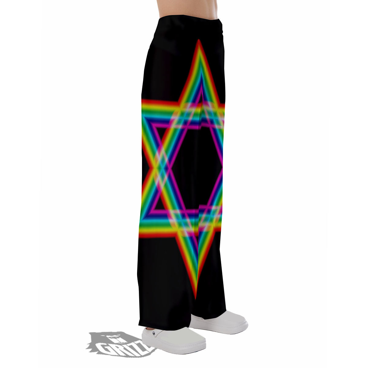 Star Of David Rainbow Print Pajama Pants-grizzshop