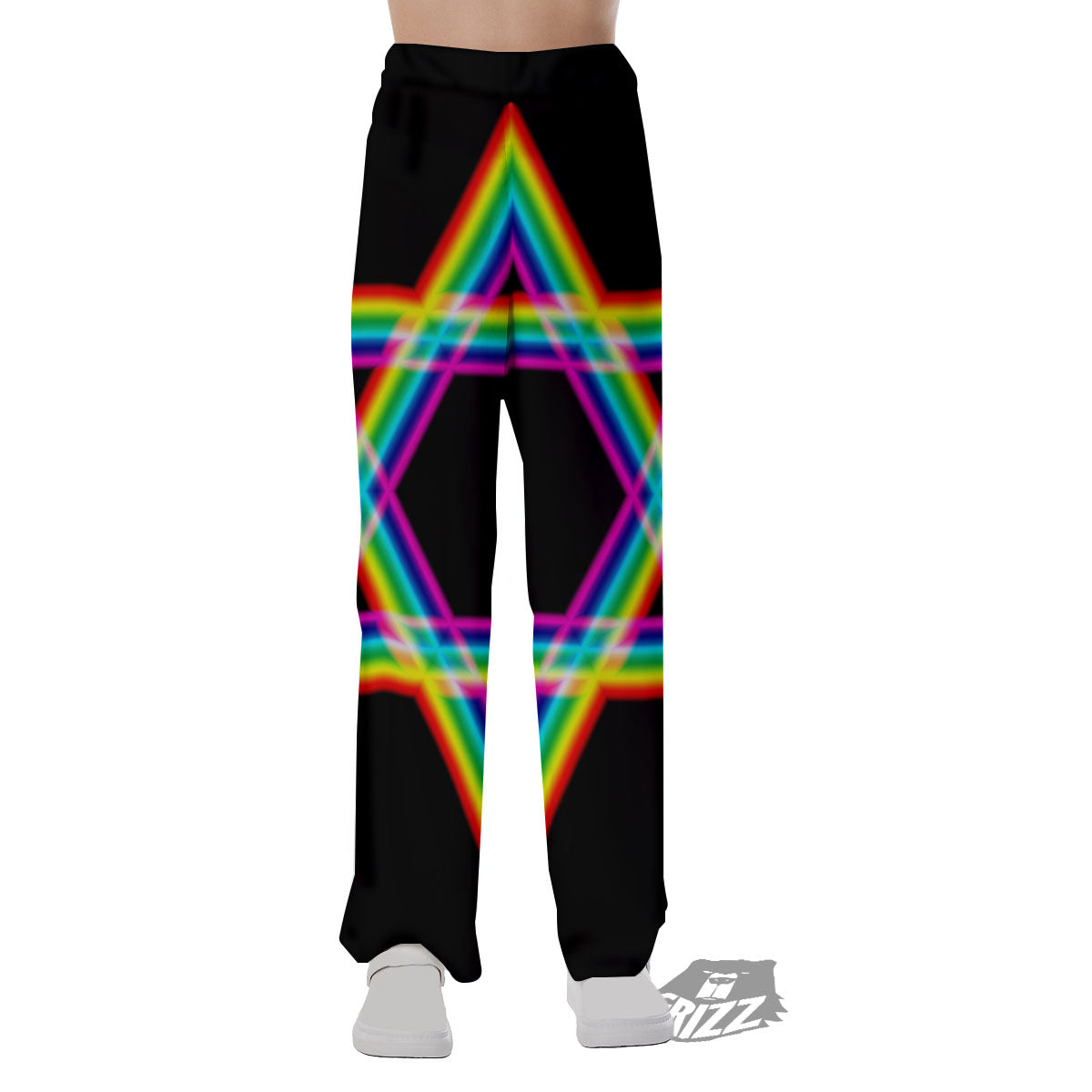 Star Of David Rainbow Print Pajama Pants-grizzshop