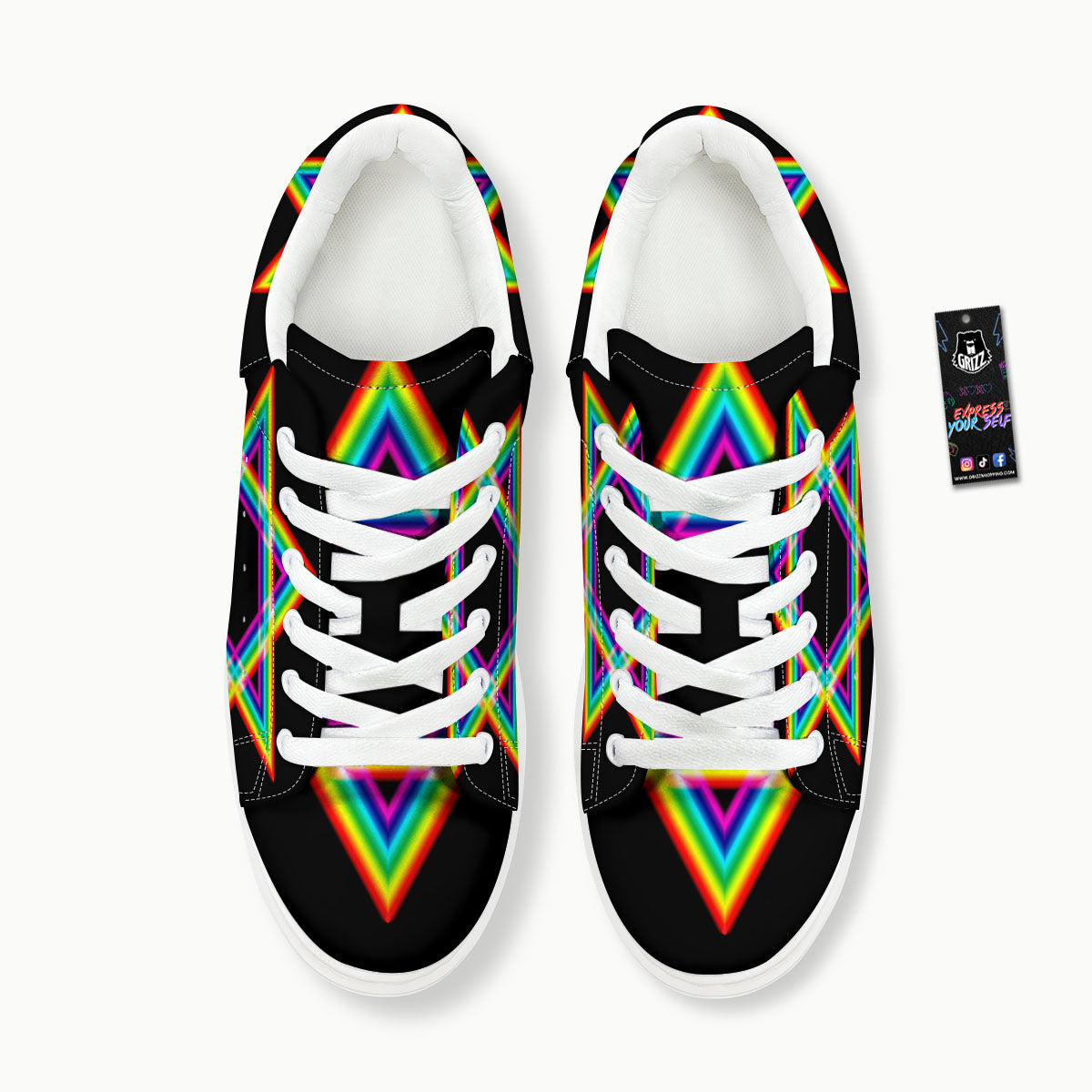 Star Of David Rainbow Print Platform Shoes-grizzshop