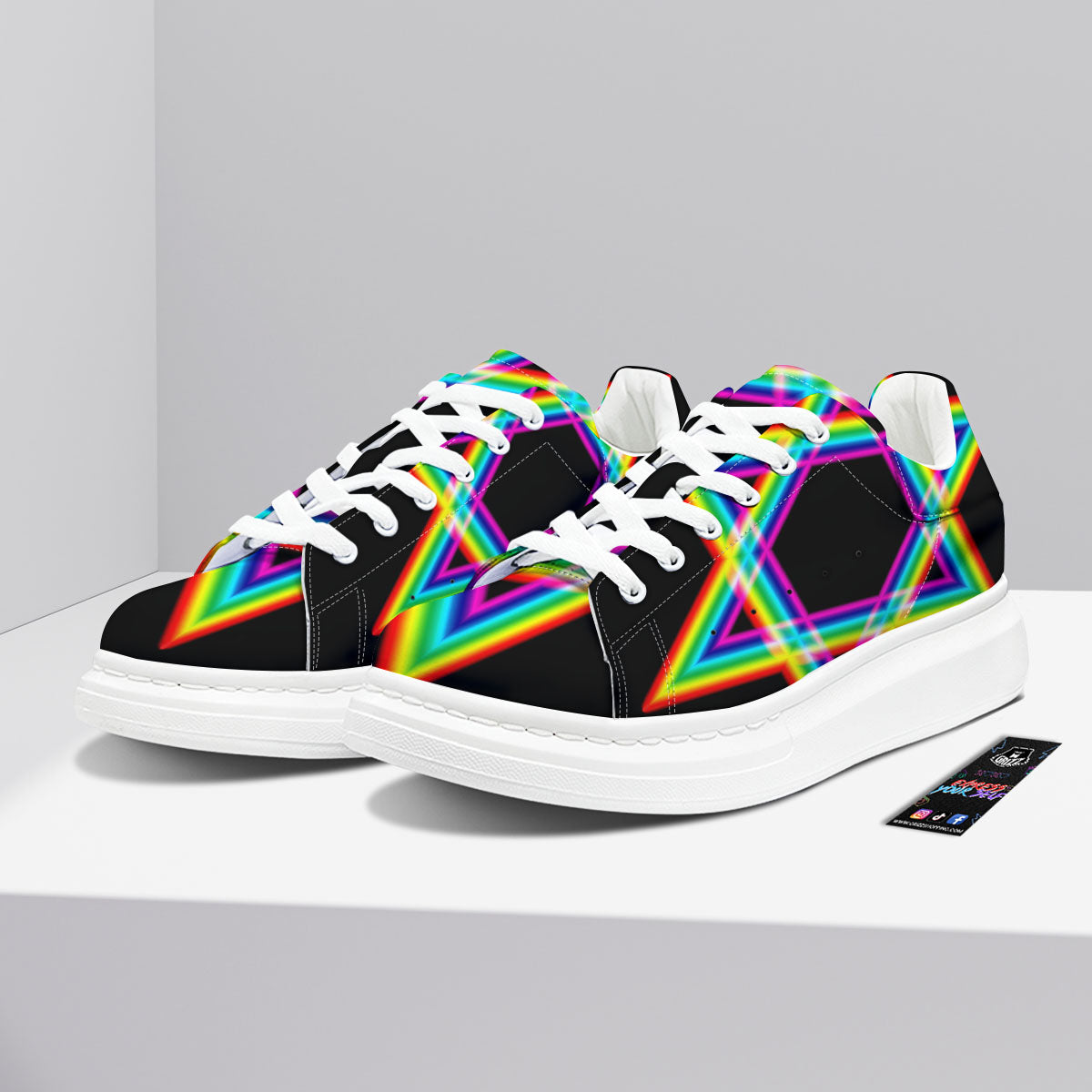 Star Of David Rainbow Print Platform Shoes-grizzshop