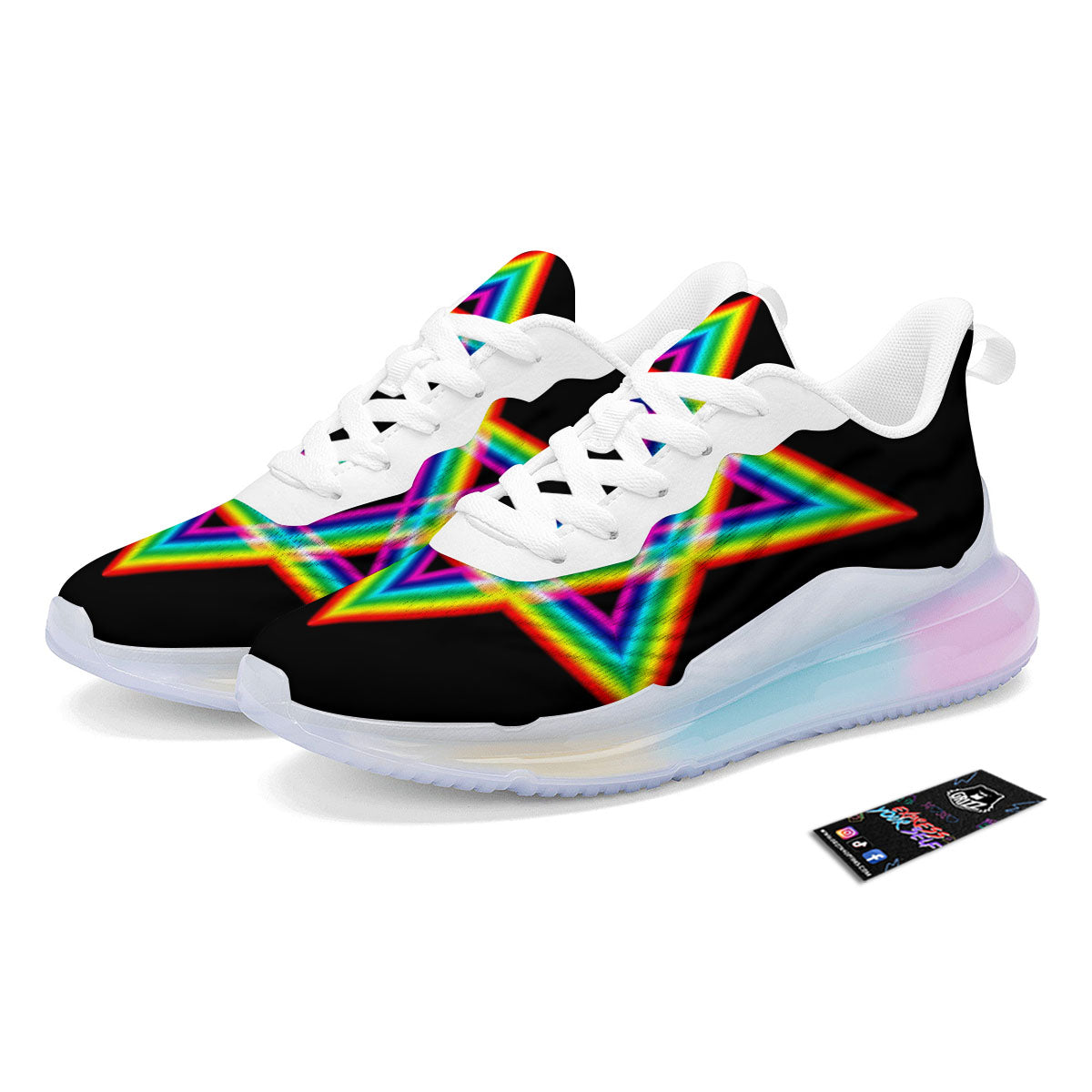 Star Of David Rainbow Print Running Sneakers-grizzshop