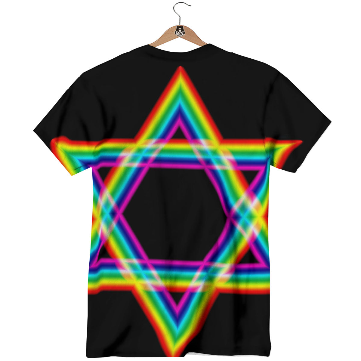 Star Of David Rainbow Print T-Shirt-grizzshop
