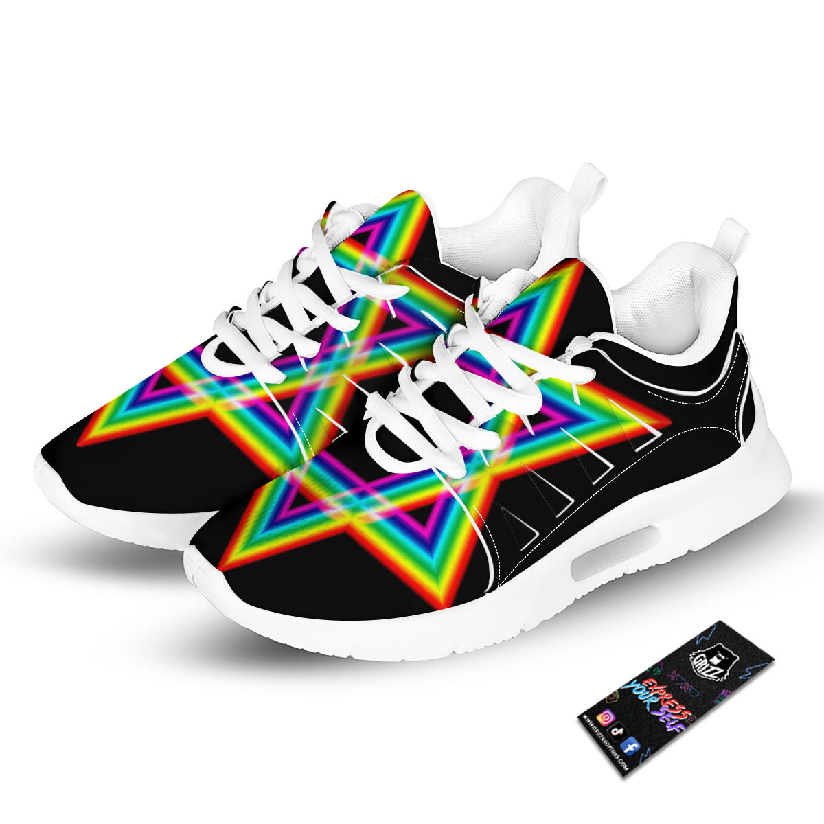 Star Of David Rainbow Print Tennis Shoes-grizzshop
